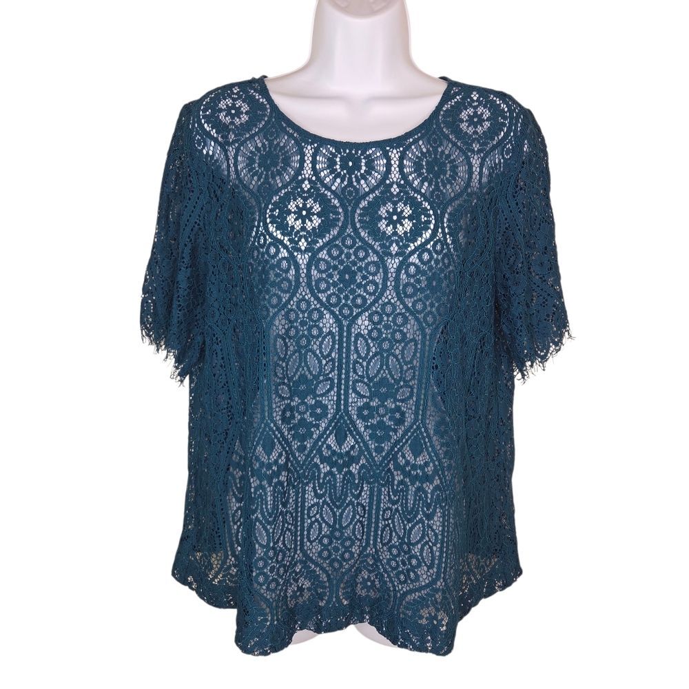 Loft Ann Taylor Floral Lace Blouse Top Size Medium